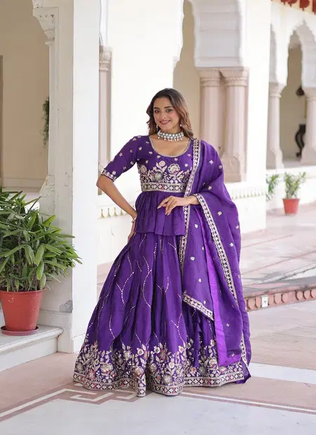 KA 5059 Gold Crush With Multi Thread Embroidery Zari Sequins Work Lehenga With Blouse Dupatta Bulk Orders In India